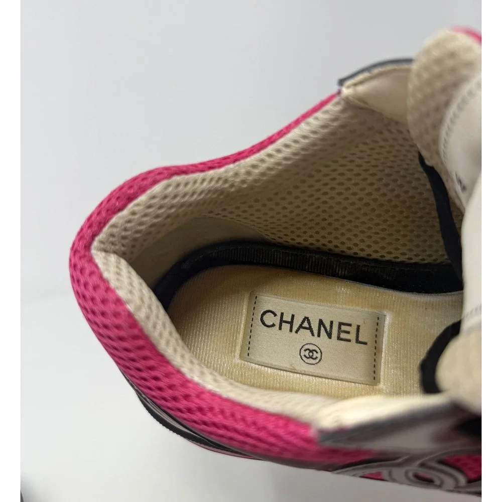 Chanel CC Low Top Trainer Sneaker Pink/Burgandy Size 8 US 38 EU